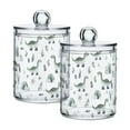 thumbnail image 1 of Yayeee 2 Pack Qtip Holder Bathroom Cotton Swab Canister with Lid Clear Dispenser Set, Green Dinosaur Pattern, 1 of 6