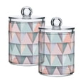 thumbnail image 1 of Yayeee 2 Pack Qtip Holder Bathroom Cotton Swab Canister with Lid Clear Dispenser Set, Green Geometric, 1 of 6