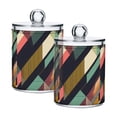 thumbnail image 1 of Yayeee 2 Pack Qtip Holder Bathroom Cotton Swab Canister with Lid Clear Dispenser Set, Green Geometric, 1 of 6