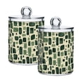 thumbnail image 1 of Yayeee 2 Pack Qtip Holder Bathroom Cotton Swab Canister with Lid Clear Dispenser Set, Green Geometric, 1 of 6
