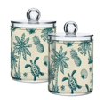 thumbnail image 1 of Yayeee 2 Pack Qtip Holder Bathroom Cotton Swab Canister with Lid Clear Dispenser Set, Green Ocean, 1 of 6