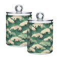 thumbnail image 1 of Yayeee 2 Pack Qtip Holder Bathroom Cotton Swab Canister with Lid Clear Dispenser Set, Green Wave Pattern, 1 of 6