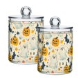 thumbnail image 1 of Yayeee 2 Pack Qtip Holder Bathroom Cotton Swab Canister with Lid Clear Dispenser Set, Halloween Cute Ghosts, 1 of 6