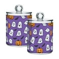 thumbnail image 1 of Yayeee 2 Pack Qtip Holder Bathroom Cotton Swab Canister with Lid Clear Dispenser Set, Halloween Ghosts Purple, 1 of 6