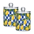 thumbnail image 1 of Yayeee 2 Pack Qtip Holder Bathroom Cotton Swab Canister with Lid Clear Dispenser Set, Lemon Checkered, 1 of 6