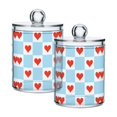 thumbnail image 1 of Yayeee 2 Pack Qtip Holder Bathroom Cotton Swab Canister with Lid Clear Dispenser Set, Light Blue Checkered Heart, 1 of 6