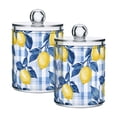 thumbnail image 1 of Yayeee 2 Pack Qtip Holder Bathroom Cotton Swab Canister with Lid Clear Dispenser Set, Light Blue Lemon, 1 of 6