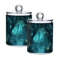 thumbnail image 1 of Yayeee 2 Pack Qtip Holder Bathroom Cotton Swab Canister with Lid Clear Dispenser Set, Magical Forest, 1 of 6