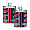 thumbnail image 1 of Yayeee 2 Pack Qtip Holder Bathroom Cotton Swab Canister with Lid Clear Dispenser Set, Navy Blue Stripes, 1 of 6
