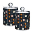 thumbnail image 1 of Yayeee 2 Pack Qtip Holder Bathroom Cotton Swab Canister with Lid Clear Dispenser Set, Orange Checkered Pattern, 1 of 6