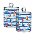 thumbnail image 1 of Yayeee 2 Pack Qtip Holder Bathroom Cotton Swab Canister with Lid Clear Dispenser Set, Orange Sailboats, 1 of 6