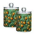 thumbnail image 1 of Yayeee 2 Pack Qtip Holder Dispenser for Bathroom with Lid Cotton Swab Canister, Orange Tree Pattern, 1 of 6