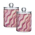 thumbnail image 1 of Yayeee 2 Pack Qtip Holder Bathroom Cotton Swab Canister with Lid Clear Dispenser Set, Pink Brown Pattern, 1 of 6