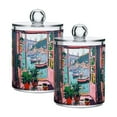 thumbnail image 1 of Yayeee 2 Pack Qtip Holder Bathroom Cotton Swab Canister with Lid Clear Dispenser Set, Pink Door, 1 of 6