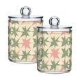 thumbnail image 1 of Yayeee 2 Pack Qtip Holder Bathroom Cotton Swab Canister with Lid Clear Dispenser Set, Pink and Green Geometric, 1 of 6