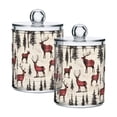 thumbnail image 1 of Yayeee 2 Pack Qtip Holder Bathroom Cotton Swab Canister with Lid Clear Dispenser Set, Plaid Deer, 1 of 6