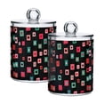 thumbnail image 1 of Yayeee 2 Pack Qtip Holder Bathroom Cotton Swab Canister with Lid Clear Dispenser Set, Red Block Pattern, 1 of 6