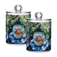 thumbnail image 1 of Yayeee 2 Pack Qtip Holder Bathroom Cotton Swab Canister with Lid Clear Dispenser Set, Red Goldfish, 1 of 6