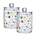thumbnail image 1 of Yayeee 2 Pack Qtip Holder Bathroom Cotton Swab Canister with Lid Clear Dispenser Set, Red Simple Shapes, 1 of 6