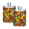 thumbnail image 1 of Yayeee 2 Pack Qtip Holder Bathroom Cotton Swab Canister with Lid Clear Dispenser Set, Retro Autumn Leaves, 1 of 6