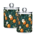 thumbnail image 1 of Yayeee 2 Pack Qtip Holder Bathroom Cotton Swab Canister with Lid Clear Dispenser Set, Retro Floral Orange, 1 of 6