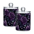 thumbnail image 1 of Yayeee 2 Pack Qtip Holder Bathroom Cotton Swab Canister with Lid Clear Dispenser Set, Roses and Pearls, 1 of 6