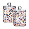 thumbnail image 1 of Yayeee 2 Pack Qtip Holder Bathroom Cotton Swab Canister with Lid Clear Dispenser Set, Simple Shapes, 1 of 6