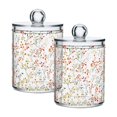 thumbnail image 1 of Yayeee 2 Pack Qtip Holder Bathroom Cotton Swab Canister with Lid Clear Dispenser Set, Small Floral Pattern, 1 of 6