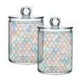 thumbnail image 1 of Yayeee 2 Pack Qtip Holder Bathroom Cotton Swab Canister with Lid Clear Dispenser Set, Small Pink Pattern, 1 of 6