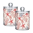 thumbnail image 1 of Yayeee 2 Pack Qtip Holder Bathroom Cotton Swab Canister with Lid Clear Dispenser Set, Starfish Seashell, 1 of 6