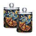 thumbnail image 1 of Yayeee 2 Pack Qtip Holder Bathroom Cotton Swab Canister with Lid Clear Dispenser Set, Starry Pizza, 1 of 6