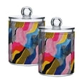 thumbnail image 1 of Yayeee 2 Pack Qtip Holder Bathroom Cotton Swab Canister with Lid Clear Dispenser Set, Stripes Pattern, 1 of 6