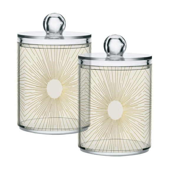Yayeee 2 Pack Qtip Holder Bathroom Cotton Swab Canister with Lid Clear Dispenser Set, Sunshine
