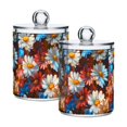 thumbnail image 1 of Yayeee 2 Pack Qtip Holder Bathroom Cotton Swab Canister with Lid Clear Dispenser Set, Vibrant Floral, 1 of 6