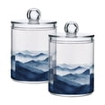 thumbnail image 1 of Yayeee 2 Pack Qtip Holder Bathroom Cotton Swab Canister with Lid Clear Dispenser Set, Watercolor Mountains, 1 of 6