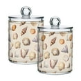 thumbnail image 1 of Yayeee 2 Pack Qtip Holder Bathroom Cotton Swab Canister with Lid Clear Dispenser Set, Watercolor Seashells, 1 of 6