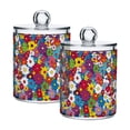 thumbnail image 1 of Yayeee 2 Pack Qtip Holder Bathroom Cotton Swab Canister with Lid Clear Dispenser Set, Whimsical Floral, 1 of 6