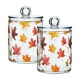 thumbnail image 1 of Yayeee 2 Pack Qtip Holder Bathroom Cotton Swab Canister with Lid Clear Dispenser Set, White Autumn Leaves, 1 of 6