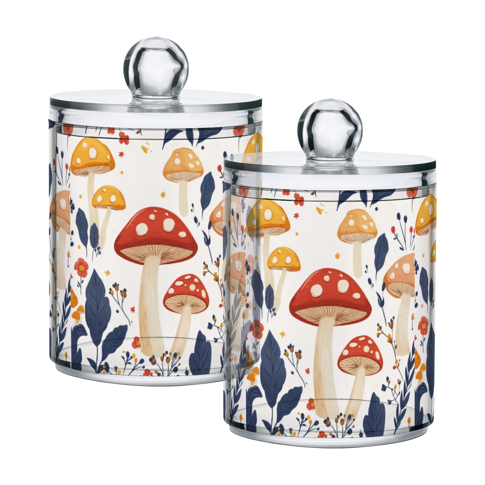 Mushroom Shaped Q-tip & Cotton Ball Holder - 2-Pack Cute Bathroom Organizer - View #2