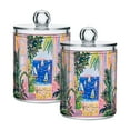 thumbnail image 1 of Yayeee 2 Pack Qtip Holder Bathroom Cotton Swab Canister with Lid Clear Dispenser Set, Yellow Seaside, 1 of 6