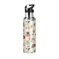 thumbnail image 1 of Yayeee 20oz Insulated Water Bottle Double Wall Stainless Steel with Flip Straw Lid, Cartoon Dog Reading Pattern, 1 of 7