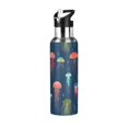thumbnail image 1 of Yayeee 20oz Insulated Water Bottle Double Wall Stainless Steel with Flip Straw Lid, Cartoon Jellyfish Pattern, 1 of 7