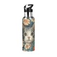 thumbnail image 1 of Yayeee 20oz Insulated Water Bottle Double Wall Stainless Steel with Flip Straw Lid, Flowers Cat, 1 of 7