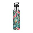 thumbnail image 1 of Yayeee 20oz Insulated Water Bottle Double Wall Stainless Steel with Flip Straw Lid, Green Tropical Pattern, 1 of 7