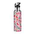 thumbnail image 1 of Yayeee 20oz Insulated Water Bottle Double Wall Stainless Steel with Flip Straw Lid, Pink Tropical Pattern, 1 of 7