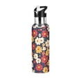 thumbnail image 1 of Yayeee 20oz Insulated Water Bottle Double Wall Stainless Steel with Flip Straw Lid, Red Floral, 1 of 7