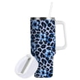 thumbnail image 1 of Yayeee 30oz Stainless Steel Tumbler with Straw and Handle Double-Wall Insulated Travel Water Bottle, Blue Floral Leopard Pattern, 1 of 8