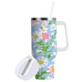 thumbnail image 1 of Yayeee 30oz Stainless Steel Tumbler with Straw and Handle Double-Wall Insulated Travel Water Bottle, Blue Floral, 1 of 8
