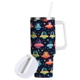 thumbnail image 1 of Yayeee 30oz Stainless Steel Tumbler with Straw and Handle Double-Wall Insulated Travel Water Bottle, Cartoon Space Cat, 1 of 8