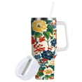 thumbnail image 1 of Yayeee 30oz Stainless Steel Tumbler with Straw and Handle Double-Wall Insulated Travel Water Bottle, Colorful Flowers Pattern, 1 of 8